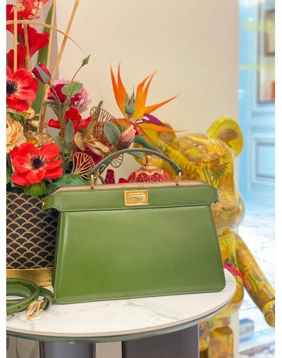 FENDI PEEKABOO ISEEU EAST-WEST TOP HANDLE NAPPA LEATHER BAG 