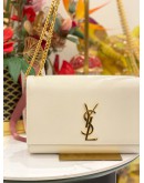 2022 YSL SAINT LAURENT CREAM MEDIUM KATE GOLD CHAIN BAG 