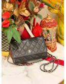 YEAR 2017 CHANEL CAVIAR LEATHER WALLET ON CHAIN