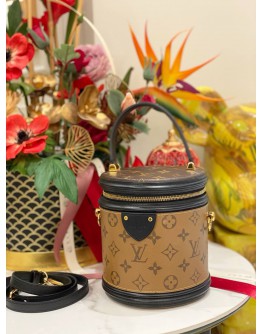 (LIKE NEW) LOUIS VUITTON CANNES IN BROWN MONOGRAM REVERSE CANVAS & BLACK CALF LEATHER