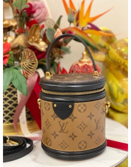 (LIKE NEW) LOUIS VUITTON CANNES IN BROWN MONOGRAM REVERSE CANVAS & BLACK CALF LEATHER