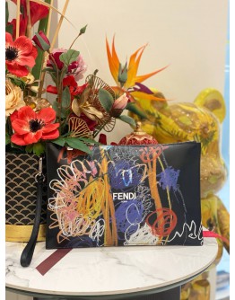 FENDI X NOEL FIELDING CLUTCH IN BLACK AND MULTICOLOR -FULL SET-