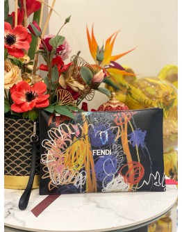 FENDI X NOEL FIELDING CLUTCH IN BLACK AND MULTICOLOR -FULL SET-