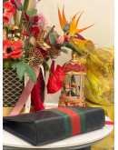 (LIKE NEW) GUCCI WEB CLUTCH IN BLACK GG EMBOSSED CALFSKIN LEATHER