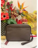 LOUIS VUITTON KALUGA CLUTCH IN DARK BROWN TAIGA LEATHER