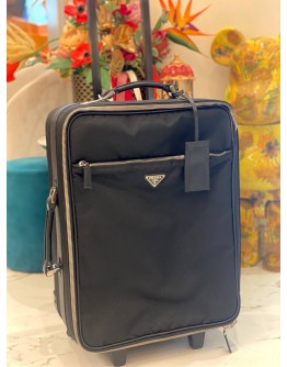 (LIKE NEW) PRADA BLACK NYLON ROLLING SUITCASE WHEELED TRAVEL BAG TROLLEY LUGGAGE