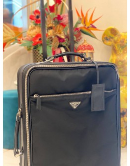 (LIKE NEW) PRADA BLACK NYLON ROLLING SUITCASE WHEELED TRAVEL BAG TROLLEY LUGGAGE