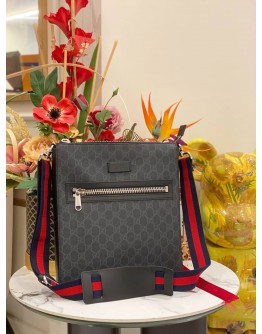 (LIKE NEW)GUCCI BLACK GG SUPREME CANVAS MESSENGER CROSSBODY BAG FULL SET