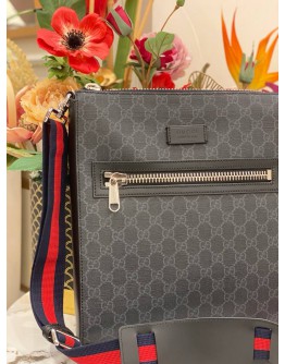 (LIKE NEW)GUCCI BLACK GG SUPREME CANVAS MESSENGER CROSSBODY BAG FULL SET