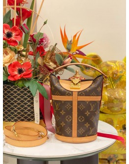 LOUIS VUITTON DUFFLE BAG WITH LEATHER STRAP IN BROWN MONOGRAM CANVAS