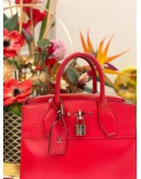 LOUIS VUITTON CITY STEAMER PM HOT RED LEATHER HANDLE BAG WITH STRAP