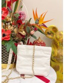 (LIKE NEW)2024 MICROCHIP CHANEL 22 MINI WHITE CALFSKIN LEATHER TOTE SHOULDER CHAIN BAG