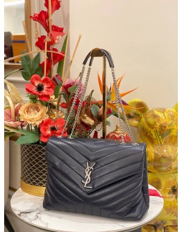 (LIKE NEW) YSL YVES SAINT LAURENT LOULOU MEDIUM QUILTED CALFSKIN LEATHER CHAIN BAG