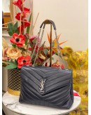 (LIKE NEW) YSL YVES SAINT LAURENT LOULOU MEDIUM QUILTED CALFSKIN LEATHER CHAIN BAG