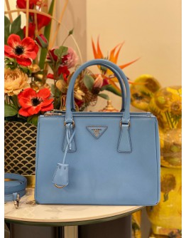 (UNUSED) PRADA MEDIUM GALLERIA DOUBLE ZIP TOTE HANDLE BAG WITH ADJUSTABLE LEATHER STRAP