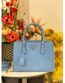 (UNUSED) PRADA MEDIUM GALLERIA DOUBLE ZIP TOTE HANDLE BAG WITH ADJUSTABLE LEATHER STRAP