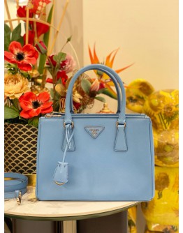 (UNUSED) PRADA MEDIUM GALLERIA DOUBLE ZIP TOTE HANDLE BAG WITH ADJUSTABLE LEATHER STRAP