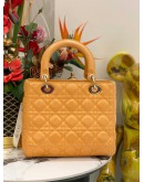 CHRISTIAN DIOR LADY DIOR MEDIUM TOP HANDLE BAG IN YELLOW
