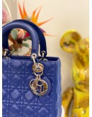 CHRISTIAN DIOR LADY DIOR MEDIUM TOP HANDLE BAG IN BLUE FULL SET