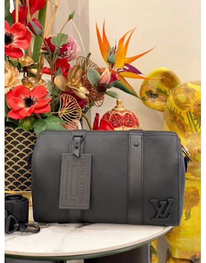 LOUIS VUITTON CITY KEEPALL IN BLACK AEROGRAM CALF LEATHER 