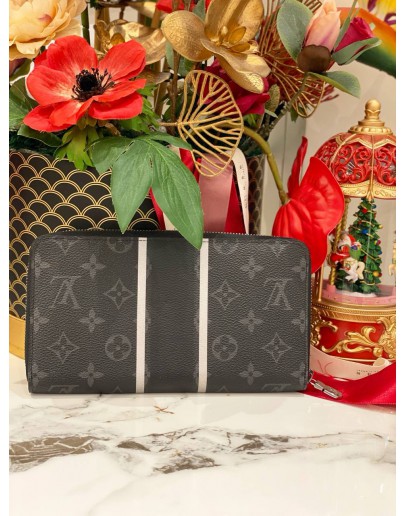 (LIKE NEW) LOUIS VUITTON MONOGRAM ECLIPSE FRAGMENT ZIPPY ORGANIZER WALLET
