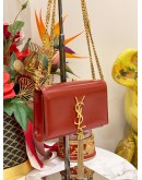 (LIKE NEW) YSL SAINT LAURENT RED CALFSKIN LEATHER SMALL KATE GOLD CHAIN SLING BAG