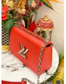 (LIKE NEW) LOUIS VUITTON TWIST MM RED EPI LEATHER SILVER CHAIN CROSSBODY BAG