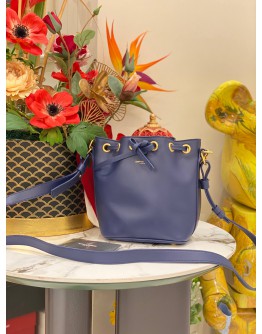 (LIKE NEW) YSL YVES SAINT LAURENT BLUE LEATHER SMALL EMMANUELLE BUCKET BAG 