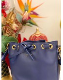 (LIKE NEW) YSL YVES SAINT LAURENT BLUE LEATHER SMALL EMMANUELLE BUCKET BAG 