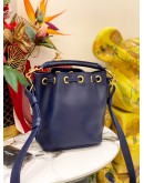 (LIKE NEW) YSL YVES SAINT LAURENT BLUE LEATHER SMALL EMMANUELLE BUCKET BAG 