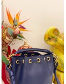 (LIKE NEW) YSL YVES SAINT LAURENT BLUE LEATHER SMALL EMMANUELLE BUCKET BAG 