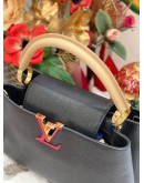 (LIKE NEW) 2022 MICROCHIP LOUIS VUITTON CAPUCINES MM IN BLACK TAURILLON LEATHER FULL SET