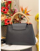 (LIKE NEW) 2022 MICROCHIP LOUIS VUITTON CAPUCINES MM IN BLACK TAURILLON LEATHER FULL SET