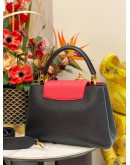 2022 MICROCHIP LOUIS VUITTON CAPUCINES MM IN BLACK / PINK BRELINGOT TAURILLON LEATHER FULL SET