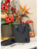 (LIKE NEW)  MICROCHIP LOUIS VUITTON PETIT SAC PLAT IN BLACK EPI LEATHER