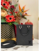 (LIKE NEW)  MICROCHIP LOUIS VUITTON PETIT SAC PLAT IN BLACK EPI LEATHER