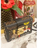 (LIKE NEW) LOUIS VUITTON WORLD TOUR PETITE MALLE TRUNK LIMITED EDITION CROSSBODY BAG IN BROWN MONOGRAM CANVAS / BLACK LEATHER  