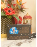 (LIKE NEW) LOUIS VUITTON WORLD TOUR PETITE MALLE TRUNK LIMITED EDITION CROSSBODY BAG IN BROWN MONOGRAM CANVAS / BLACK LEATHER  