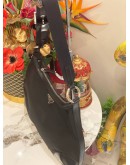 (LIKE NEW) PRADA BLACK ZIP HOBO TESSUTO WITH LEATHER 