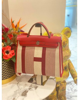 (LIKE NEW) 2019 HERMES TOILE AND VACHE HUNTER H VIBRATION HERBAG 31 