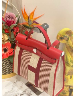 (LIKE NEW) 2019 HERMES TOILE AND VACHE HUNTER H VIBRATION HERBAG 31 