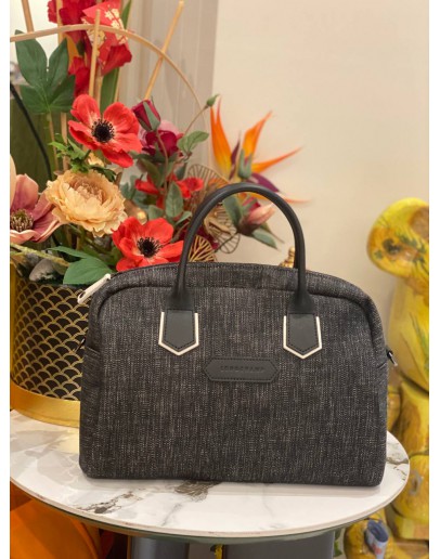 LONGCHAMP DENIM LEATHER TRIMMED HANDLE BAG