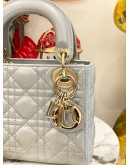 (LIKE NEW) 2024 CHRISTIAN DIOR MINI LADY DIOR METALLIC PEARLY SILVER BAG -FULL SET- 