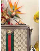GUCCI SMALL OPHIDIA TOP HANDLE CROSSBODY BAG IN GG SUPREME CANVAS / LEATHER