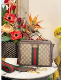 GUCCI SMALL OPHIDIA TOP HANDLE CROSSBODY BAG IN GG SUPREME CANVAS / LEATHER