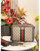 GUCCI SMALL OPHIDIA TOP HANDLE CROSSBODY BAG IN GG SUPREME CANVAS / LEATHER