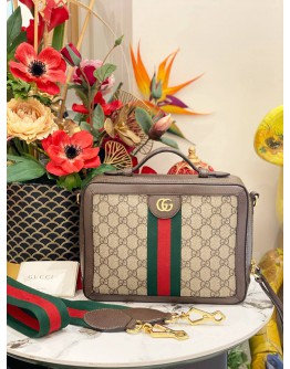 GUCCI SMALL OPHIDIA TOP HANDLE CROSSBODY BAG IN GG SUPREME CANVAS / LEATHER
