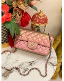 (LIKE NEW) CHANEL MINI RECTANGULAR IN IRIDES-CENT ROSE GOLD CALFSKIN LEATHER