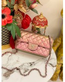 (LIKE NEW) CHANEL MINI RECTANGULAR IN IRIDES-CENT ROSE GOLD CALFSKIN LEATHER