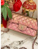 (LIKE NEW) CHANEL MINI RECTANGULAR IN IRIDES-CENT ROSE GOLD CALFSKIN LEATHER